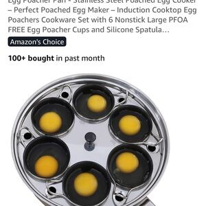 Stainless Steel Egg Poacher Pan with Silicone Spatula